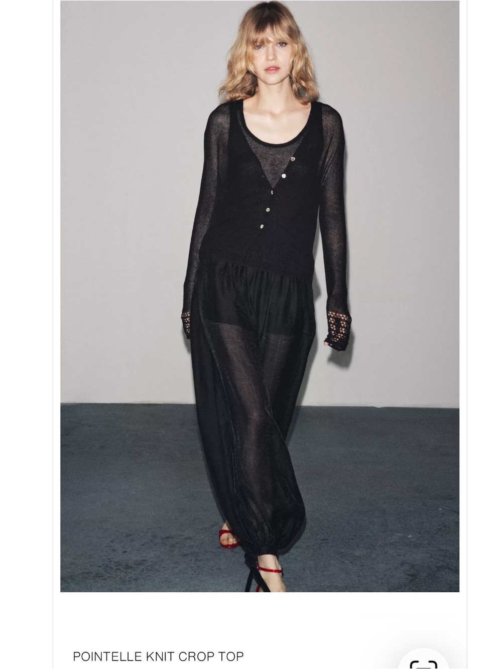 NWT Zara Black Pointelle Knit Crop Tank Top